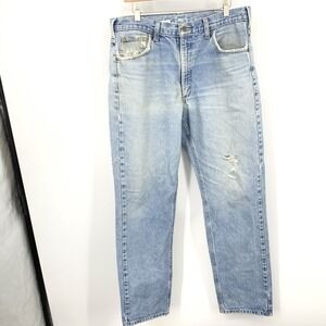 Carhartt Men Size 36 x 32 Jeans Light Wash Pants Straight Leg Cotton Distressed